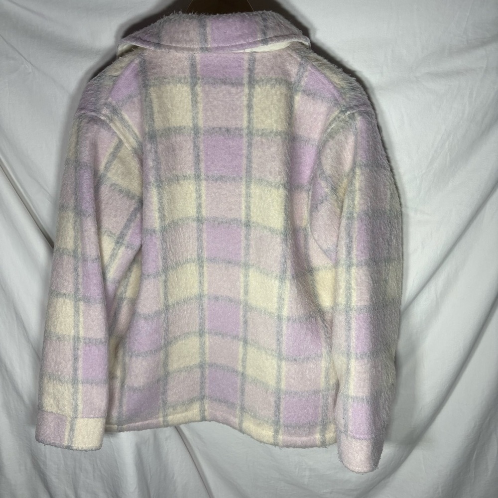 Hollister‎ Plaid Shacket Medium Pink & Gray Oversized Relaxed - Picture 2 of 5